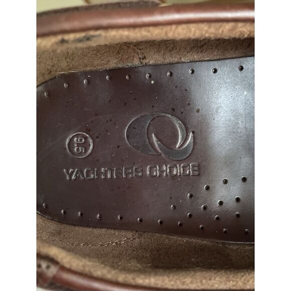 Yachter’s Choice Brown Leather Boat Shoes Men’s 9.5 Moc Toe Deck Loafers - Picture 6 of 9